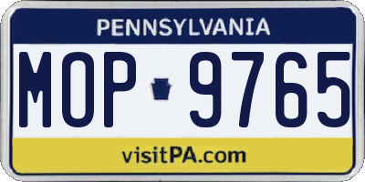 PA license plate MOP9765