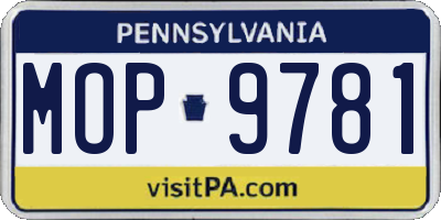 PA license plate MOP9781