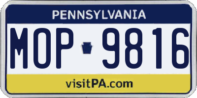 PA license plate MOP9816