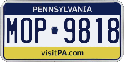 PA license plate MOP9818