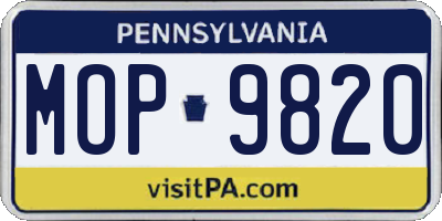 PA license plate MOP9820