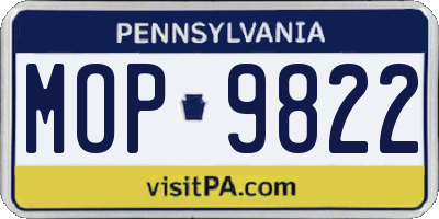PA license plate MOP9822