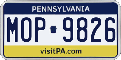 PA license plate MOP9826