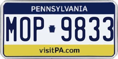 PA license plate MOP9833