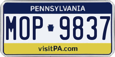 PA license plate MOP9837