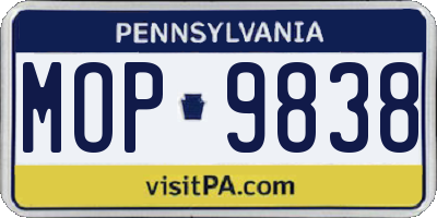 PA license plate MOP9838