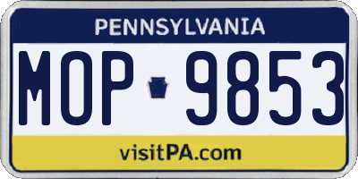 PA license plate MOP9853