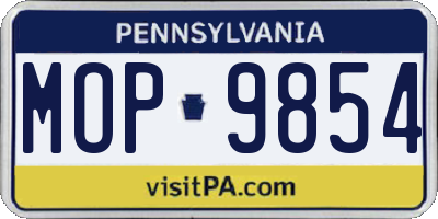 PA license plate MOP9854