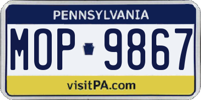 PA license plate MOP9867