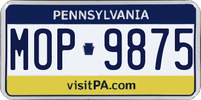 PA license plate MOP9875