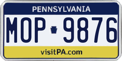 PA license plate MOP9876