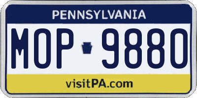 PA license plate MOP9880