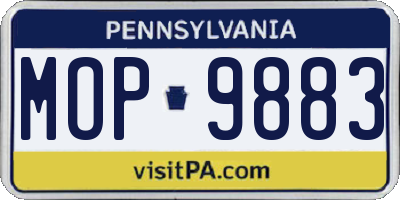 PA license plate MOP9883