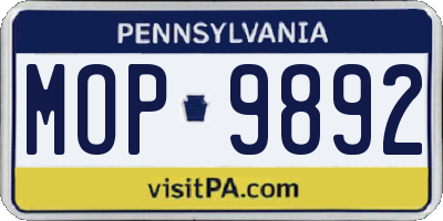 PA license plate MOP9892