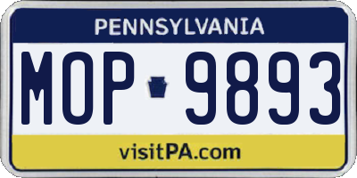 PA license plate MOP9893