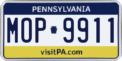 PA license plate MOP9911