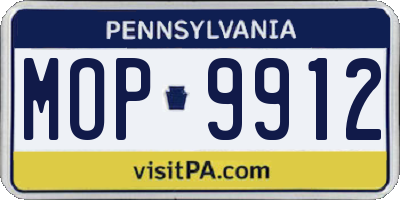 PA license plate MOP9912