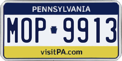 PA license plate MOP9913