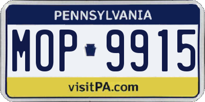 PA license plate MOP9915