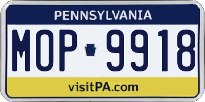 PA license plate MOP9918