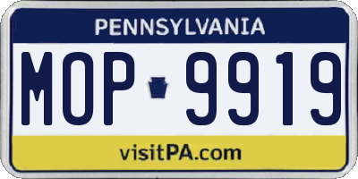 PA license plate MOP9919
