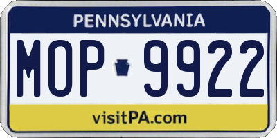 PA license plate MOP9922