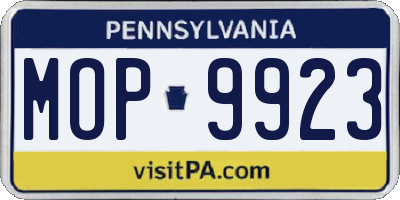 PA license plate MOP9923