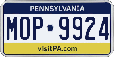 PA license plate MOP9924