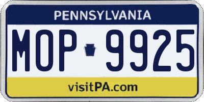 PA license plate MOP9925