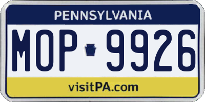PA license plate MOP9926