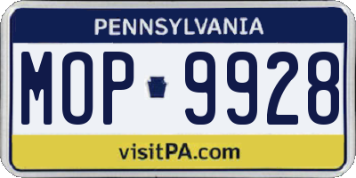 PA license plate MOP9928