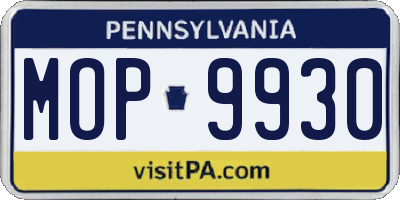 PA license plate MOP9930