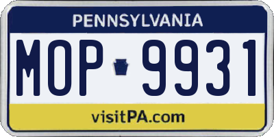 PA license plate MOP9931
