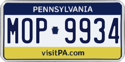 PA license plate MOP9934