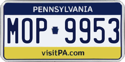 PA license plate MOP9953