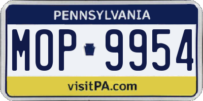 PA license plate MOP9954