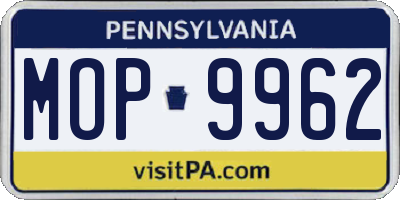 PA license plate MOP9962