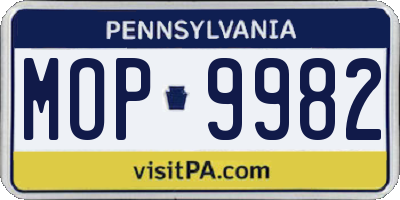 PA license plate MOP9982