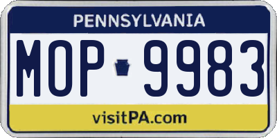 PA license plate MOP9983