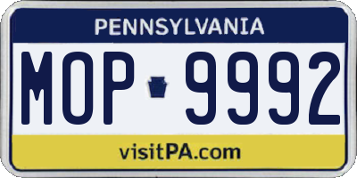 PA license plate MOP9992
