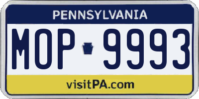 PA license plate MOP9993