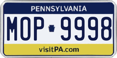 PA license plate MOP9998