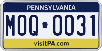 PA license plate MOQ0031