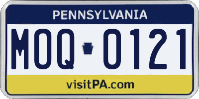 PA license plate MOQ0121