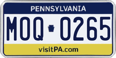 PA license plate MOQ0265