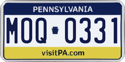 PA license plate MOQ0331