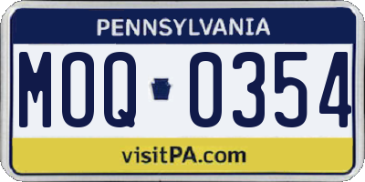PA license plate MOQ0354