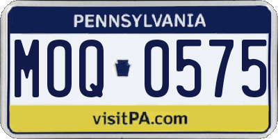 PA license plate MOQ0575