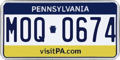 PA license plate MOQ0674