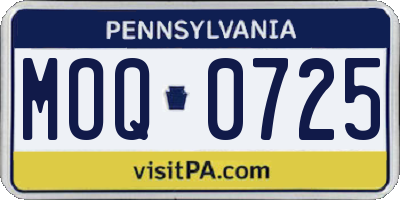 PA license plate MOQ0725